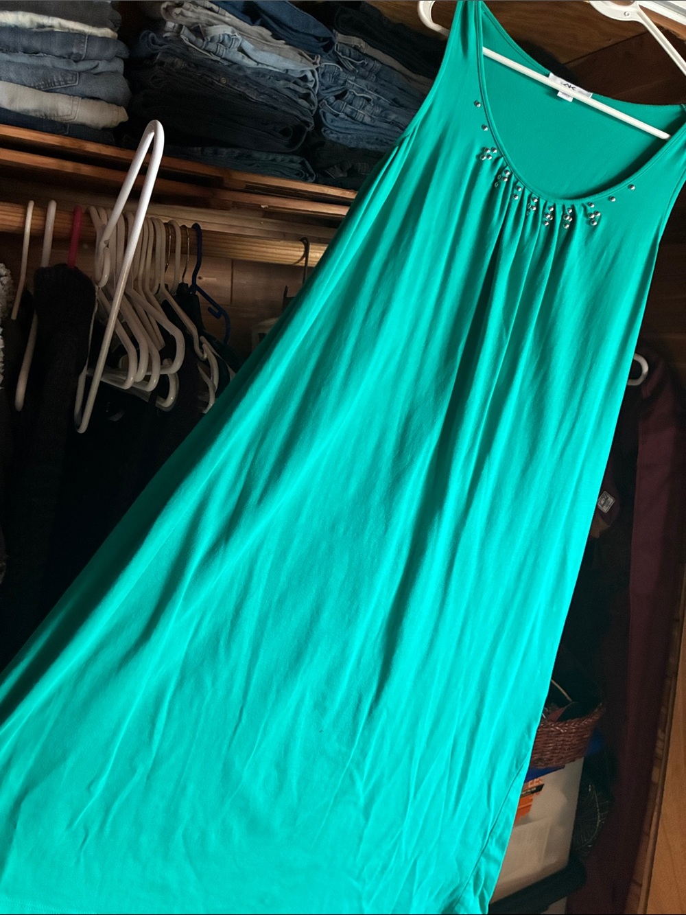 Teal embellished Anne Klein Sport dress size M.